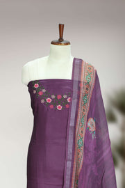 Silk Churidar Material – Floral Thread Work