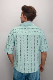 Printed Popcorn Five Sleeve Casual Shirt