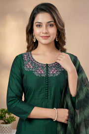 Silk Churidar Material – Floral Thread Work with Sequins