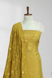 Silk Churidar Material – Embroidery Thread & Sequins Lace Work