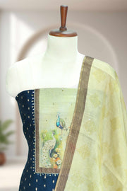 Elegant Beads & Sequins Silk Dress Material