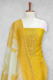 Silk Churidar Material-Thread Work With Butta