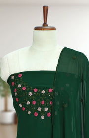 Georgette Churidar Material – Floral Thread Work