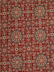 Cotton Running Material - Ajrakh Floral Print Design