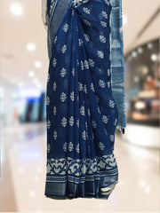 Indigo Linen Dresscode Saree with Batik Design - ₹608