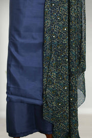 Silk Churidar Material with Mirror Work & Print