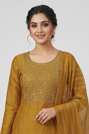 Silk Churidar Material – Golden Thread Work with Sequins