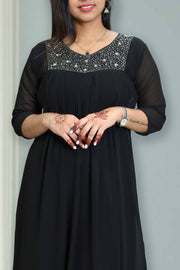 Georgette Flared Top with Cut Beads Work