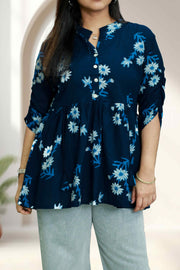Cotton Short Kurti – Floral Charm