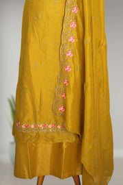 Silk Churidar Material – Floral Thread Work