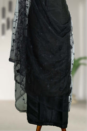 Silk Churidar Material with Floral Thread Embroidery