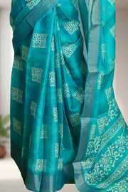 Synthetic Linen Saree with Batik Design