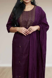 Silk Churidar with Copper Thread Work