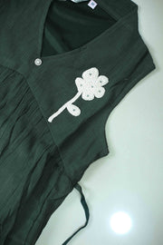 La Fille Short Top – Floral Thread with Stone Work