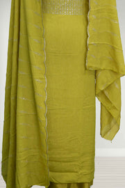 Premium Silk Churidar Material Set-Golden Embroidary