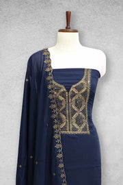 Georgette Churidar Material – Golden Embroidery with Sequins Work