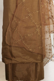Silk Churidar Material with Floral Thread Embroidery