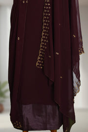 Georgette Churidar Material with Golden Embroidery & Box Work
