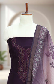 Silk Churidar Material – Thread Work with Stone Detailing