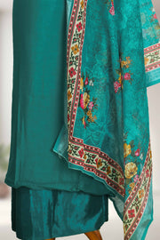 Silk Churidar Material with Floral Thread Work