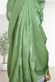 Soft Silk Saree with Floral Print & Tassels