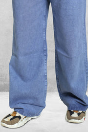 Wide-Leg Plain  Mens Baggy Jeans