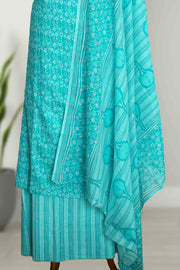 Cotton Churidar Material – Floral Print & Thread Work