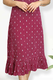 Cotton Night Dress with Print & Puff Sleeves