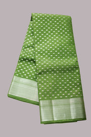 Tusser Silk Saree – Silver Butta with Border