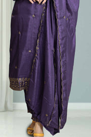 Silk Churidar with Stone Work – Leaf Neck Design