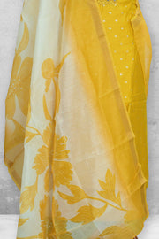 Silk Churidar Material-Thread Work With Butta