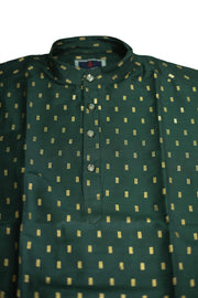 Paul Berg Men’s Short Kurta – Golden Print Work