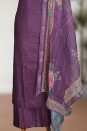 Silk Churidar Material – Floral Thread Work