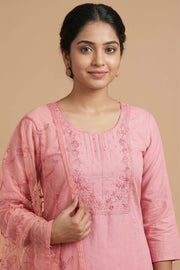 Floral Thread Work Silk Churidar Material