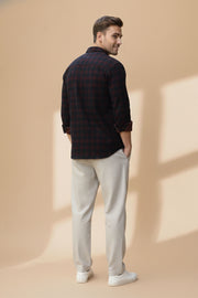 Harbour Men Checked Double Pocket Cotton Casual Shirt