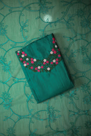 Floral Thread Work Silk Churidar Material