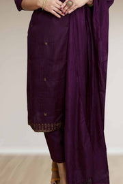 Silk Churidar with Copper Thread Work
