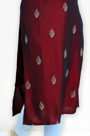 Soft Silk Kurti – Floral Thread Work