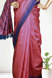Soft Silk Saree with Tassels & Contrast Blouse