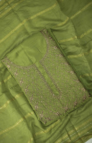 Silk Churidar Material – Golden Thread Work with Sequins