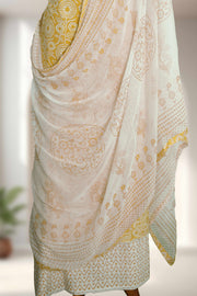 Cotton Churidar Material – Floral Print with Button Work