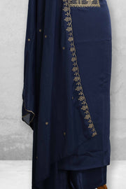 Georgette Churidar Material – Golden Embroidery with Sequins Work