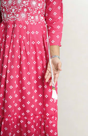 Cotton Kurti – Floral Thread & Sequins Work
