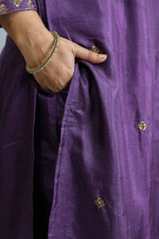 Silk Churidar with Stone Work – Leaf Neck Design