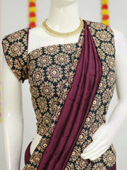 Fancy Georgette Saree - Ajrakh Print with Blouse