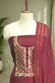 Silk Churidar Material – Golden Thread Work with Sequins
