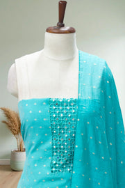 Silk Mirror Work Butta Churidar Material