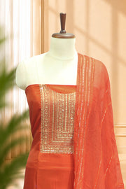 Silk Churidar Material – Golden Thread Work with Sequins