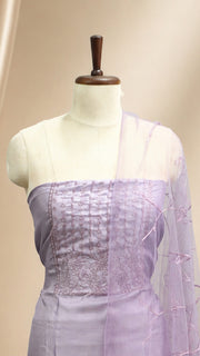 Silk Churidar Material –  Floral Thread & Sequins Work