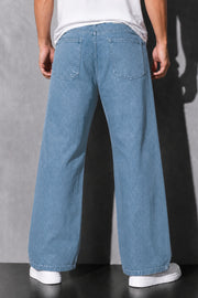 Denrock Classic Plain Wide Leg Baggy Jeans